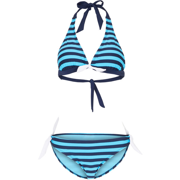 Bonprix Bikini z ramiączkami wiązanymi na szyi (2 części) ciemnoniebiesko-turkusowy w paski