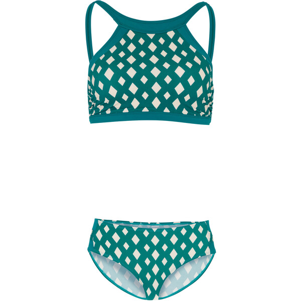 Bonprix Bikini bustier (2 części), z poliamidu z recyklingu zielono-beżowy w graficzny wzór