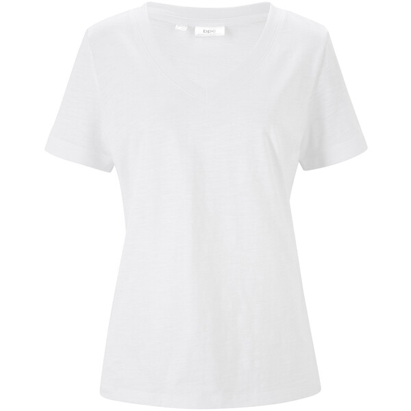 Bonprix T-shirt z dekoltem w serek biały