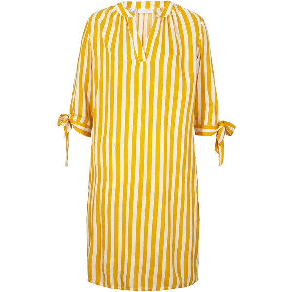 Bonprix Sukienka z wiskozy żółty szafranowy - biały w paski