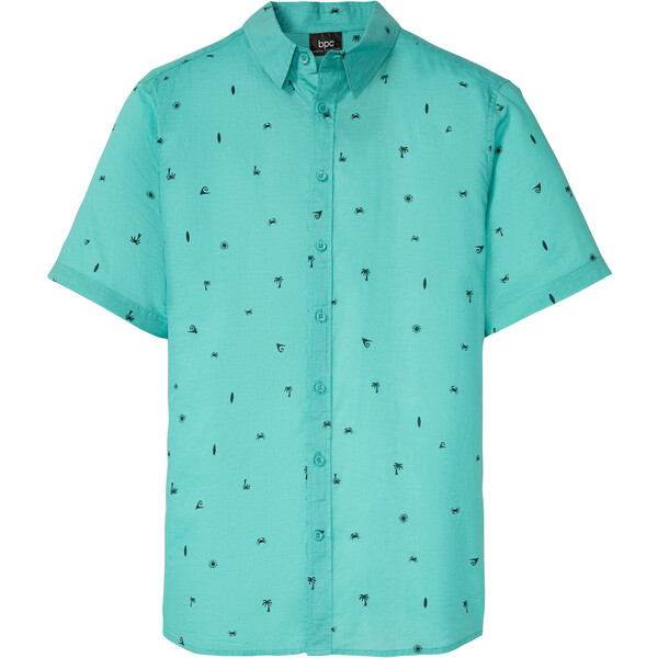 Bonprix Koszula z krótkim rękawem zielony oceaniczny z nadrukiem