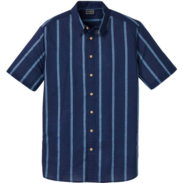 Bonprix Koszula z krótkim rękawem ciemnoniebiesko-matowy niebieski w paski
