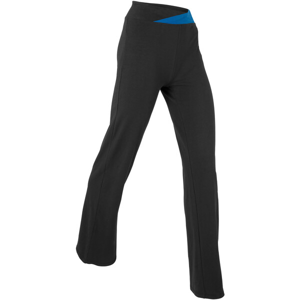 Bonprix Spodnie sportowe ze stretchem, poszerzane nogawki czarno-niebieski Chagall