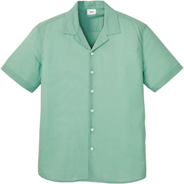 Bonprix Koszula z krótkim rękawem, w resortowym stylu zielony szałwiowy