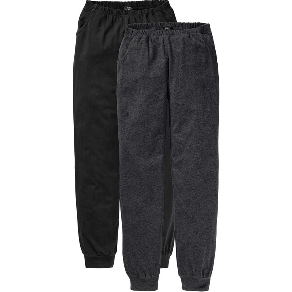 Bonprix Spodnie do spania (2 pary) antracytowy melanż + czarny