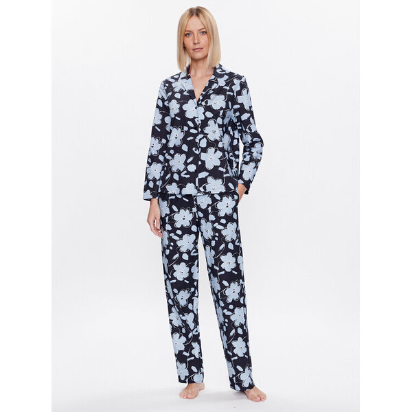 Seidensticker Piżama Classic Pajama Set Flowers Granatowy Straight Fit