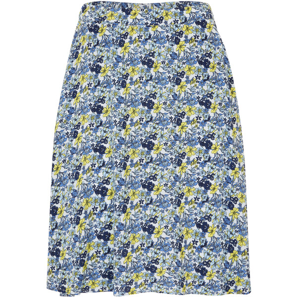 Bonprix Krótka spódnica z kieszeniami, ze zrównoważonej wiskozy jasnoniebieski - świetlisty żółty w kwiaty