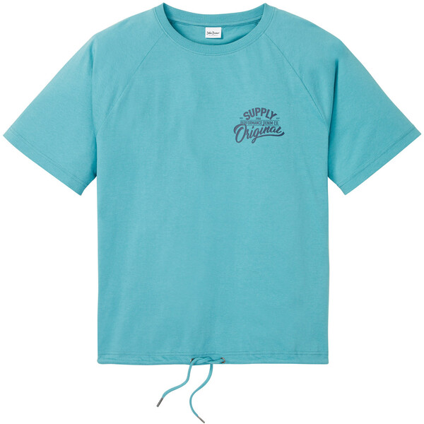 Bonprix T-shirt z troczkiem w dolnej części, Loose Fit matowy kobaltowo-turkusowy
