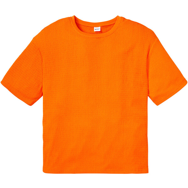 Bonprix T-shirt ze zrównoważonego materiału w strukturalny wzór, Loose Fit pomarańczowy