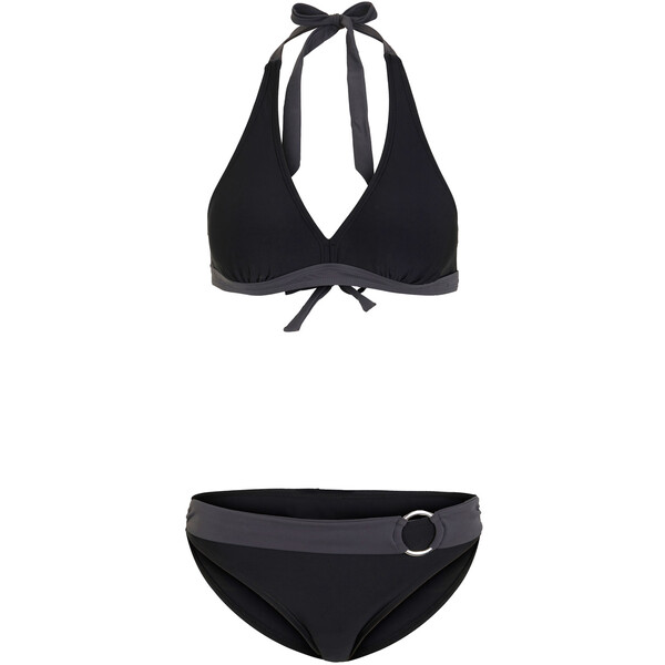 Bonprix Bikini z ramiączkami wiązanymi na szyi (2 części), z poliamidu z recyklingu czarno-szary