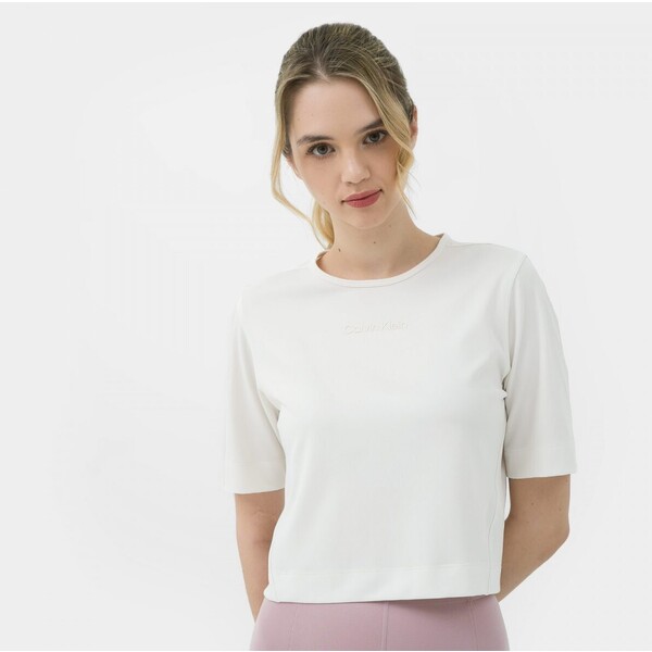 Calvin Klein Damska koszulka treningowa CALVIN KLEIN WOMEN 00GWS3K108 - kremowa