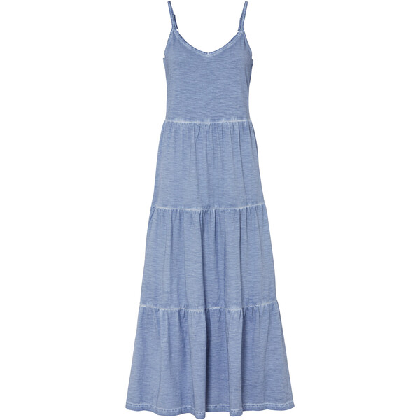 Bonprix Sukienka shirtowa z falban niebieski "washed"