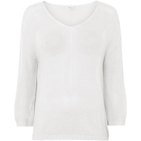 Bonprix Letni sweter z połyskującą nitką biało-srebrny
