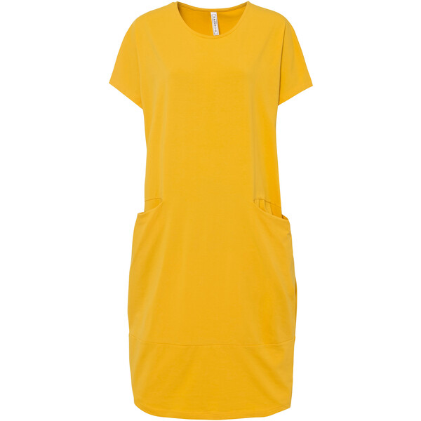 Bonprix Sukienka z dżerseju z kieszeniami żółty szafranowy