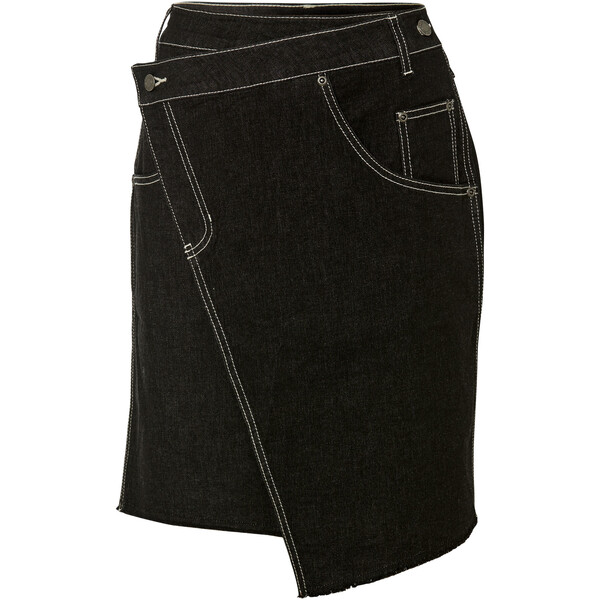 Bonprix Spódnica dżinsowa ze stretchem, asymetryczna linia dołu czarny denim "used"