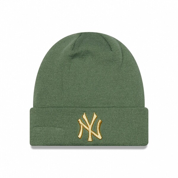 Damska czapka zimowa NEW ERA WMNS METALLIC LOGO BEANIE NEW YORK YANKEES - zielona