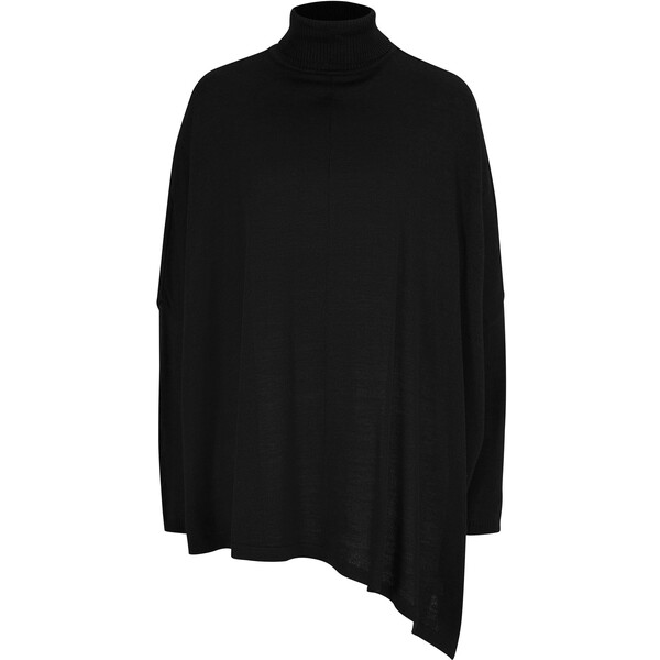 Bonprix Sweter poncho oversize w asymetrycznym fasonie czarny