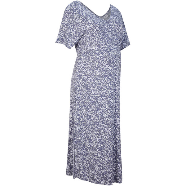 Bonprix Sukienka ciążowa midi ze zrównoważonej wiskozy niebieski indygo w kwiaty