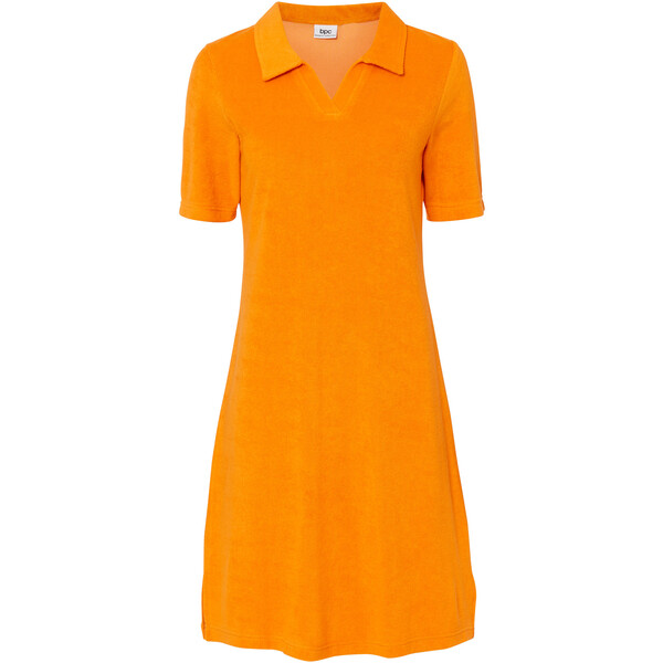 Bonprix Sukienka z frottee, z kołnierzykiem polo pomarańczowy dyniowy