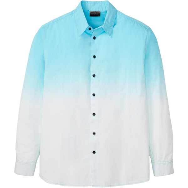 Bonprix Koszula z długim rękawem, w cieniowanym kolorze głęboki niebieski wodny - biały