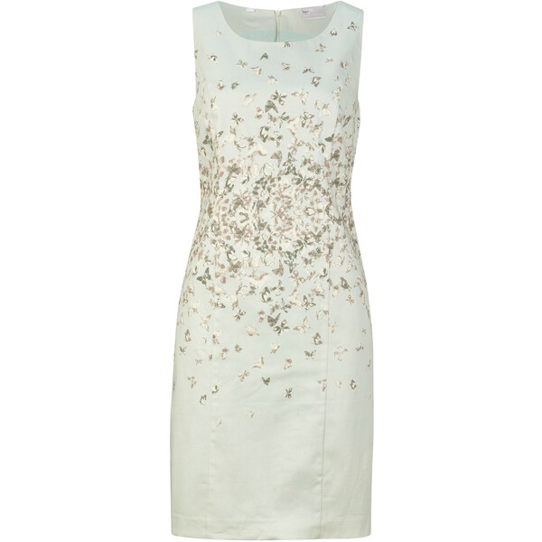 Bonprix Sukienka ołówkowa z nadrukiem kremowy szałwiowy - biel wełny w kwiaty