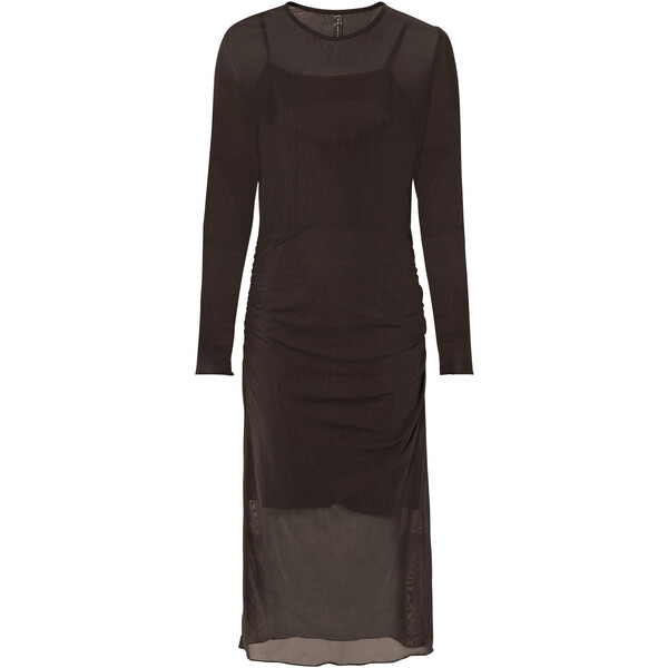 Bonprix Sukienka z siatkowego materiału ciemnobrązowy