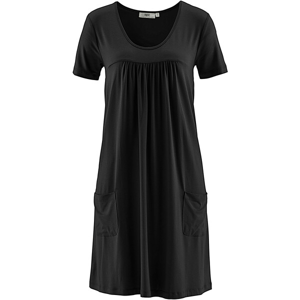 Bonprix Krótka sukienka z dżerseju ze zrównoważonej wiskozy, krótki rękaw czarny