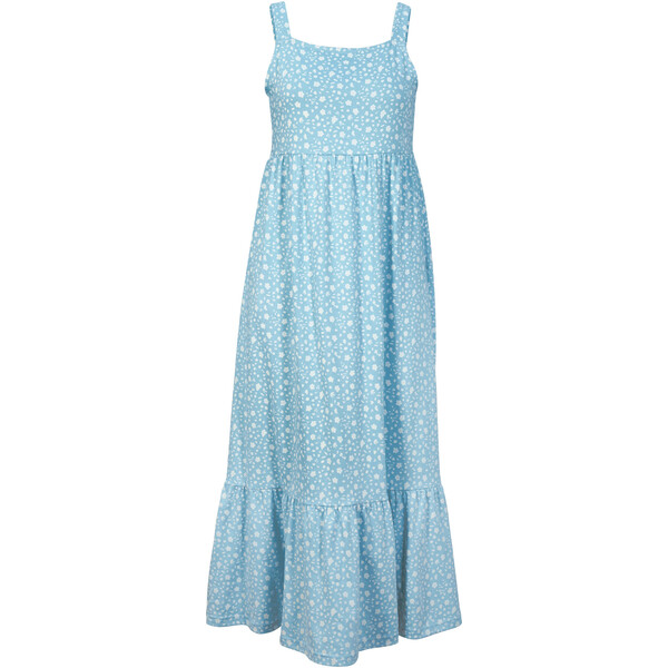 Bonprix Sukienka z dżerseju z wolantami mglisty niebieski - w kwiaty