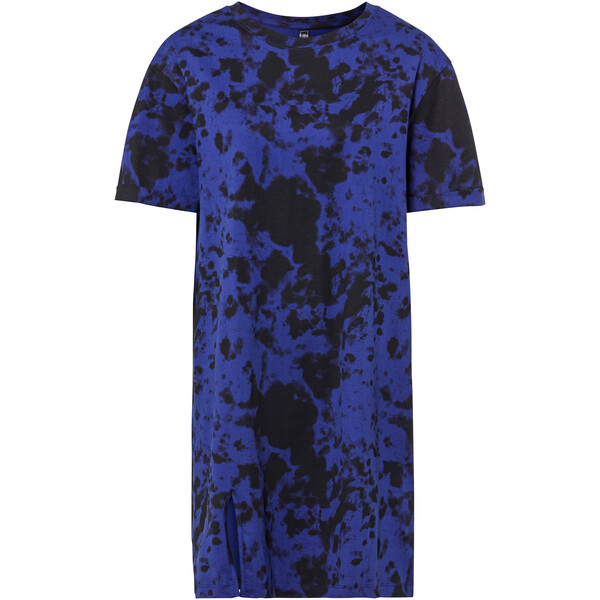 Bonprix Sukienka shirtowa z batikowym nadrukiem, z bawełny organicznej niebieski szafirowy/czarny z nadrukiem