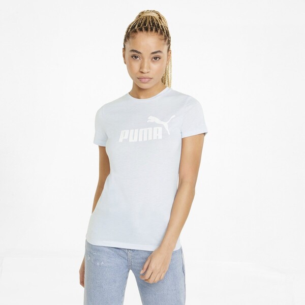Damski t-shirt z nadrukiem PUMA ESS Logo Heather Tee - turkusowy