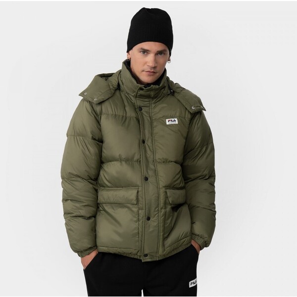 Męska kurtka puchowa pikowana FILA TIREBOLU oversized puff jacket - oliwkowa/khaki