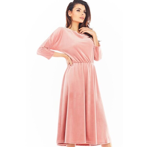 Awama Sukienka A407 Różowy Basic Fit