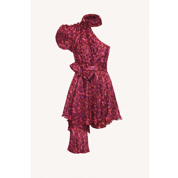 Epuzer Sukienka koktajlowa jedwabna amarant Różowy Regular Fit