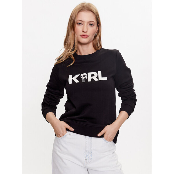 KARL LAGERFELD Bluza Ikonik 2.0 Karl Logo 230W1804 Czarny Regular Fit