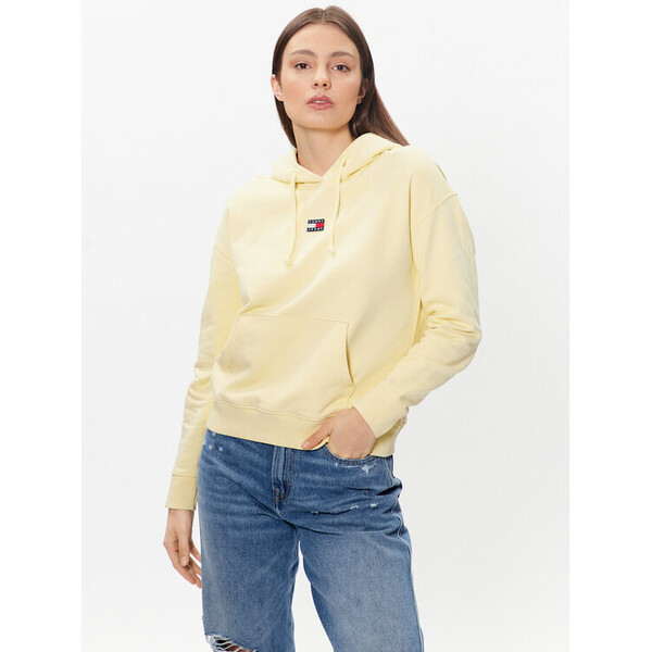 Tommy Jeans Bluza Badge DW0DW15411 Żółty Relaxed Fit