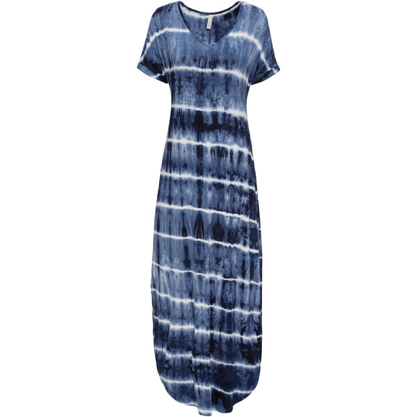 Bonprix Długa sukienka niebiesko-biały wzorzysty