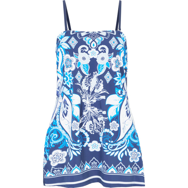 Bonprix Sukienka kąpielowa shape z poliamidu z recyklingu ciemnoniebieski w deseń paisley