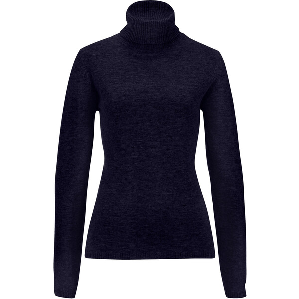 Bonprix Sweter wełniany z golfem, z domieszką materiału Good Cashmere Standard® ciemnoniebieski