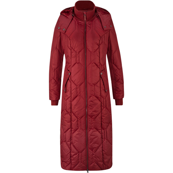 Bonprix Długi płaszcz z diamentowym pikowanym przeszyciem czerwony kasztanowy