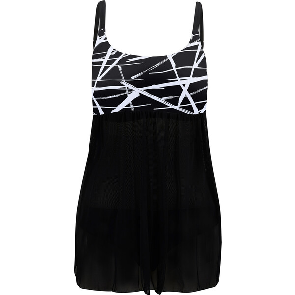 Bonprix Sukienka kąpielowa shape, lekki stopień modelowania sylwetki czarno-biały w graficzny wzór