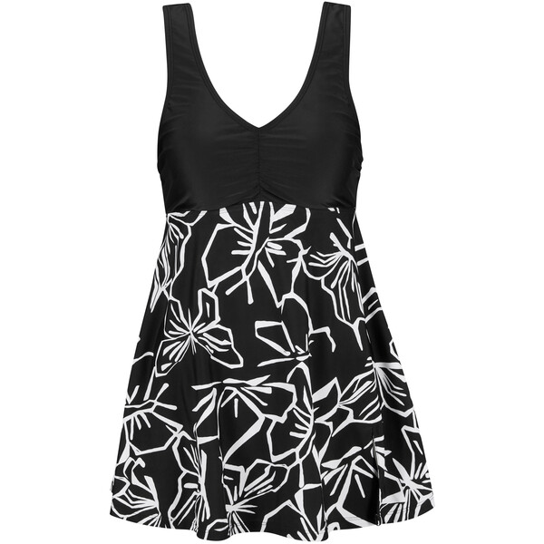 Bonprix Sukienka kąpielowa shape, lekki stopień modelowania sylwetki czarno-biały wzorzysty