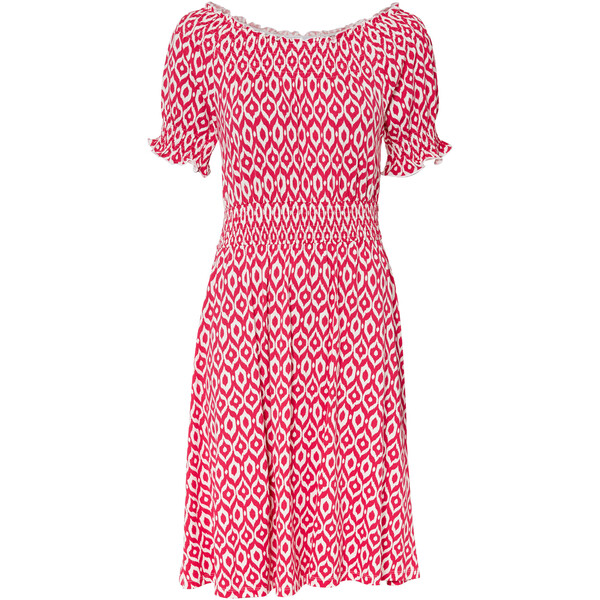 Bonprix Sukienka z dżerseju z nadrukiem, ze zrównoważonej wiskozy różowy „pink lady”