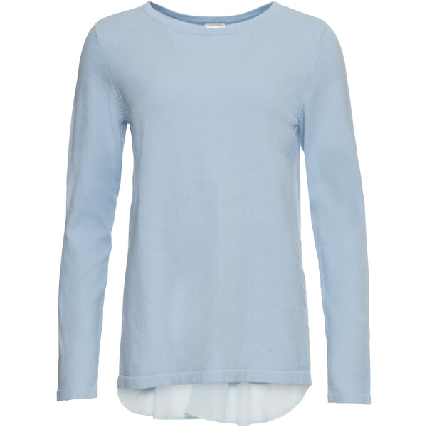 Bonprix Sweter z koszulową wstawką pudrowy niebieski
