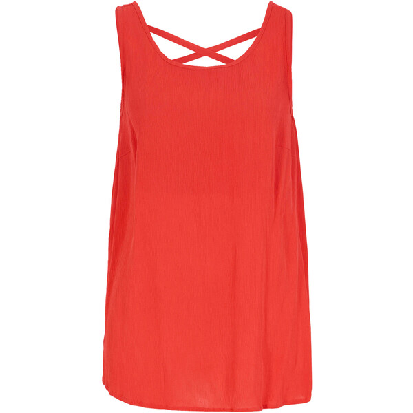 Bonprix Bluzka kreszowana bez rękawów, z ozdobnym elementem z tyłu koralowy