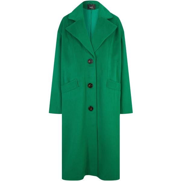 Bonprix Płaszcz w optyce wełnianego, w fasonie o linii litery A zielony