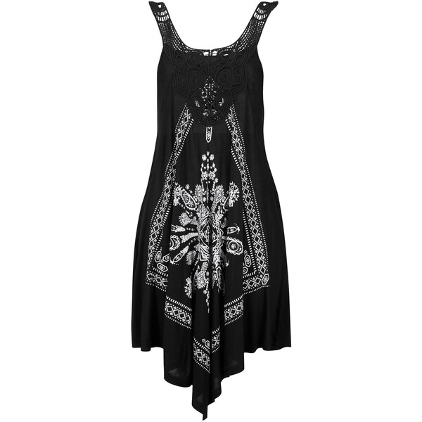 Bonprix Sukienka plażowa czarny z nadrukiem
