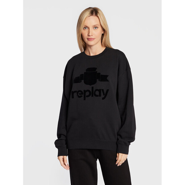 Replay Bluza W3638C.000.23358P Czarny Relaxed Fit