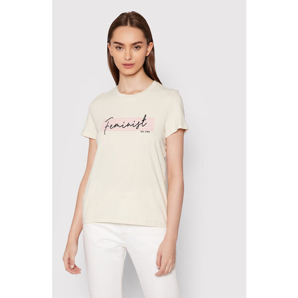 Vero Moda T-Shirt Feminist 10262918 Beżowy Regular Fit