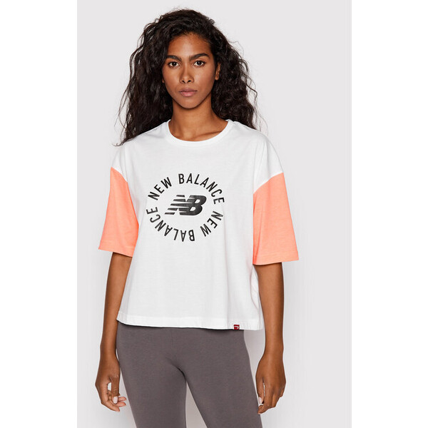 New Balance T-Shirt Sprt Snl WT21800 Biały Relaxed Fit