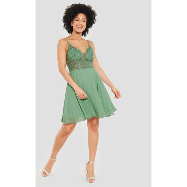 Swing Sukienka koktajlowa 5AE19300 Zielony Slim Fit